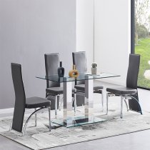 Jet Small Clear Glass Dining Table With Chrome Supports