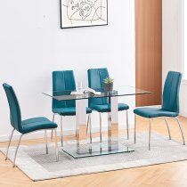 Jet Small Clear Glass Dining Table With Chrome Supports