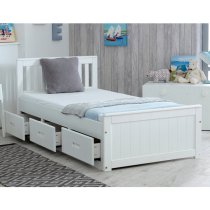 Mission Storage Single Bed In White With 3 Drawers