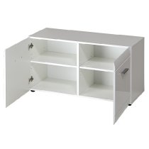 Adrian Shoe Bench In White High Gloss Fronts With 2 Doors