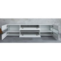 Kirsten High Gloss TV Stand In White With LED Lighting