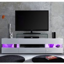 Kirsten High Gloss TV Stand In White With LED Lighting