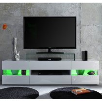 Kirsten High Gloss TV Stand In White With LED Lighting