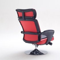 Liam Reclining Chair In Black And Red Faux Leather With Stool