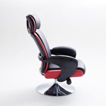 Liam Reclining Chair In Black And Red Faux Leather With Stool