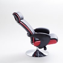 Liam Reclining Chair In Black And Red Faux Leather With Stool