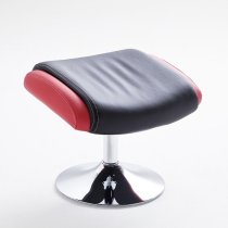 Liam Reclining Chair In Black And Red Faux Leather With Stool