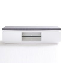 Mentis TV Stand With LED In Matt White And Concrete