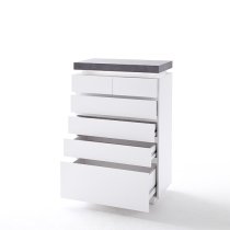 Mentis Chest of Drawers In Matt White And Concrete With LED