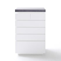 Mentis Chest of Drawers In Matt White And Concrete With LED