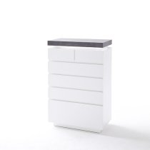 Mentis Chest of Drawers In Matt White And Concrete With LED