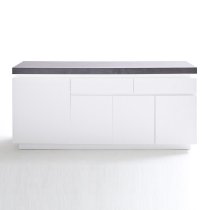 Mentis Sideboard With LED In Matt White And Concrete With 4 Door