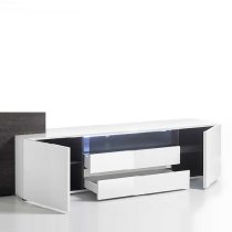 Genie TV Stand In High Gloss White With 2 Drawers And LED