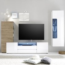 Genie TV Stand In High Gloss White With 2 Drawers And LED