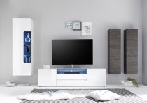 Genie TV Stand In High Gloss White With 2 Drawers And LED