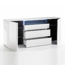 Genie Sideboard In High Gloss White With LED Lighting