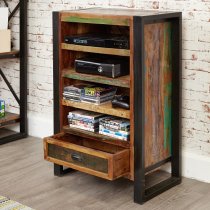 London Urban Chic Wooden Entertainment Cabinet With 4 Shelf