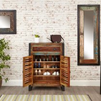 London Urban Chic Wooden Shoe Cabinet With 2 Doors