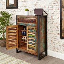 London Urban Chic Wooden Shoe Cabinet With 2 Doors