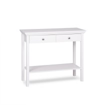 Country Console Table In White With 2 Drawers