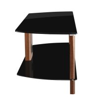 Clevedon Small Black Glass TV Stand With Walnut Frame