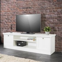 Country Wooden TV Stand In White With 2 Doors