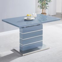 Parini Extending High Gloss Dining Table In Grey With Glass Top