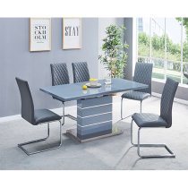 Parini Extending High Gloss Dining Table In Grey With Glass Top