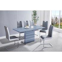 Parini Extending High Gloss Dining Table In Grey With Glass Top