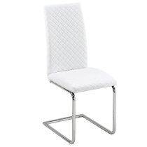 Ronn White Faux Leather Dining Chairs With Chrome Legs In Pair