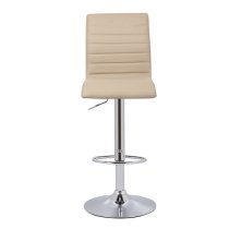 Ripple Faux Leather Bar Stool In Stone With Chrome Base