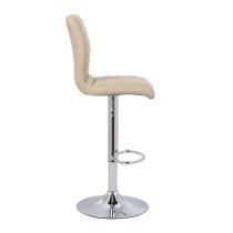 Ripple Faux Leather Bar Stool In Stone With Chrome Base