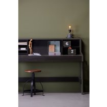 Charlotte Computer Desk In Forrest Charcoal With Shelves