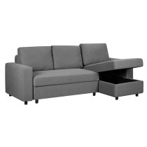 Dagmar Chenille Fabric Corner Sofa Bed With Storage In Dark Grey