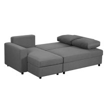 Dagmar Chenille Fabric Corner Sofa Bed With Storage In Dark Grey