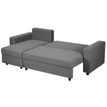 Dagmar Chenille Fabric Corner Sofa Bed With Storage In Dark Grey