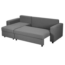 Dagmar Chenille Fabric Corner Sofa Bed With Storage In Dark Grey