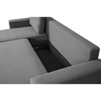 Dagmar Chenille Fabric Corner Sofa Bed With Storage In Dark Grey