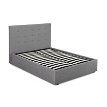 Lowick Double Storage Bed In Upholstered Grey Fabric