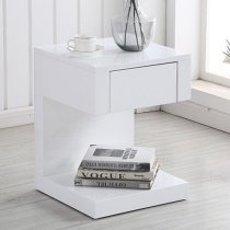 Dixon High Gloss Bedside Cabinet With 1 Drawer In White