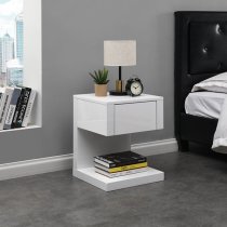 Dixon High Gloss Bedside Cabinet With 1 Drawer In White