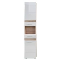 Seon Bathroom Funiture Set In Gloss White And Light Oak