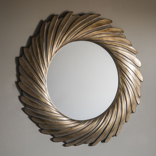 Claremont Contemporary Round Wall Mirror In Gold Verdigree