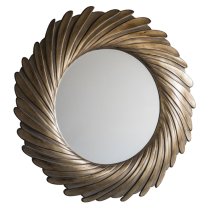 Claremont Contemporary Round Wall Mirror In Gold Verdigree