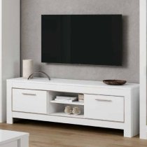 Lorenz Medium TV Stand In White High Gloss With 2 Doors