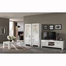 Lorenz Medium TV Stand In White High Gloss With 2 Doors