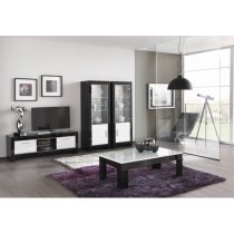 Lorenz Medium TV Stand In Black And White High Gloss With 2 Door