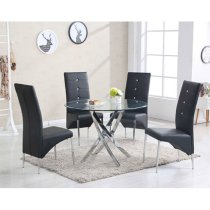 Daytona Round Clear Glass Dining Table With Chrome Legs