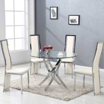 Daytona Round Clear Glass Dining Table With Chrome Legs