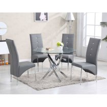 Daytona Round Clear Glass Dining Table With Chrome Legs